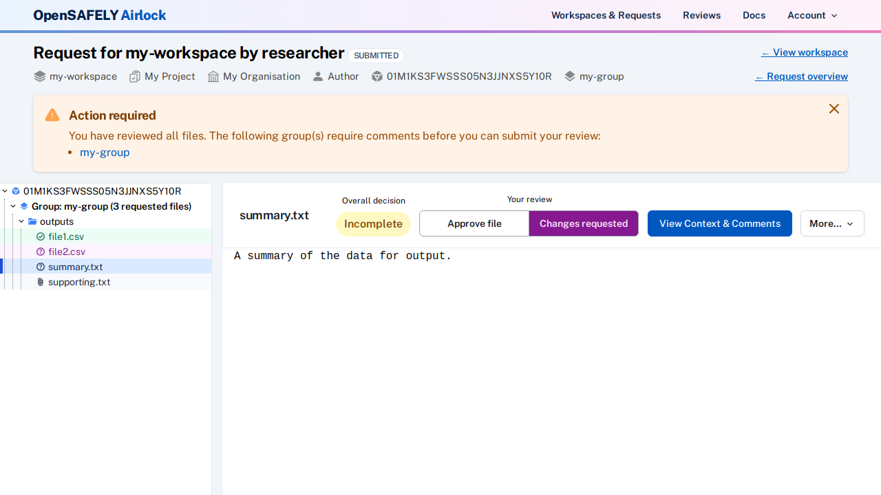 Comments required before submitting reivew
