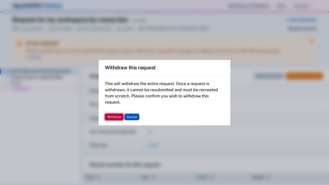 Withdraw request button
